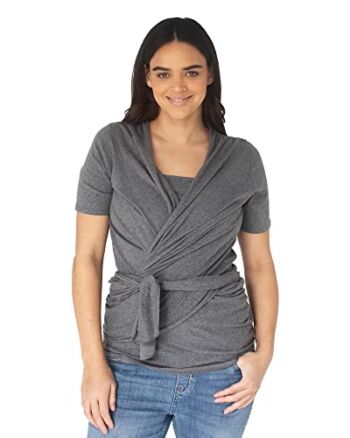 Kindred Bravely Organic Cotton Skin to Skin Wrap Top | Kangaroo Shirt for Mom and Baby (Grey Heather, XX-Large) | The Storepaperoomates Retail Market - Fast Affordable Shopping