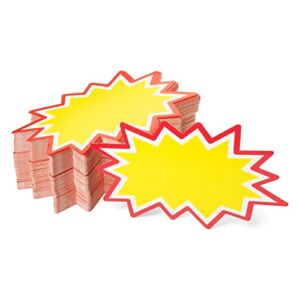 Starburst Sale Signs 3×5 inch 100pcs (Yellow) Blank Price Tags for Retail, Garage, Rummage, Yard, Estate Sales