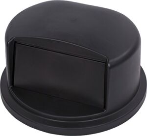 CFS Bronco Plastic Round Waste Bin Dome Lid With Hinged Door, 32 Gallons, Black