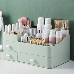 MIUOPUR Makeup Organizer for Vanity, Large Capacity Desk Organizer with Drawers for Cosmetics, Lipsticks, Jewelry, Nail Care, Skincare, Ideal for Bedroom and Bathroom Countertops – Large Green