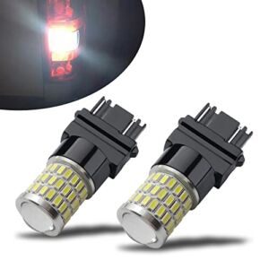 iBrightstar Newest 9-30V Super Bright Low Power 3157 4157 3057 3156 LED Bulbs with Projector Replacement for Back Up Reverse Lights and Tail Brake Parking Lights, Xenon White