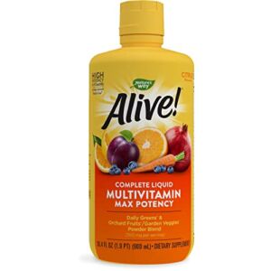 Nature’s Way Alive! Max Potency Liquid Multivitamin with Antioxidants Beta Carotene, Vitamins C & E, and Food-Based Blends, Citrus Flavored, 30.4 Fl. Oz.