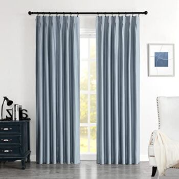 Central Park Light Blue Blackout Pinch Pleat Window Curtain for Bedroom Living Room Luxury Silk Panels with Full Blackout Liner Backtab Drapes with 8 Hooks (Ring not Include), 30″x84″, 1 Panel | The Storepaperoomates Retail Market - Fast Affordable Shopping