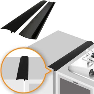 Linda’s Essentials Silicone Stove Gap Covers (2 Pack), Heat Resistant Oven Gap Filler Seals Gaps Between Stovetop and Counter, Easy to Clean (21 Inches, Black)