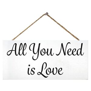 JennyGems All You Need Is Love Rustic Wood Sign, Wedding Signs, Wedding Decor, 13×6 Inch Wood Sign, Farmhouse Love Signs for Home Decor, Bedroom Decor Wall Hanging, Anniversary Signs (White)
