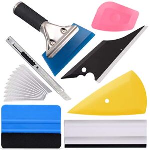 EHDIS Vinyl Wrap Tool Window Tint Kit 7 Pieces Vehicle Window Tinting Tools Car Glass Protective Film Wrapping Installation Set Included Vinyl Squeegees,Felt Squeegee, Film Cutting Knife with Blades