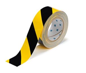 Brady ToughStripe Floor Marking Tape – Yellow and Black, Non-Abrasive Tape – 2″ Width, 100′ Length – 104317,Black on Yellow