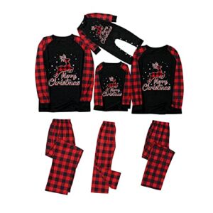 Christmas Pajamas for Family 2022 Xmas Pjs Matching Sets Cute Red Plaid Elk Santa Print Sleepwear Holiday Nightwear