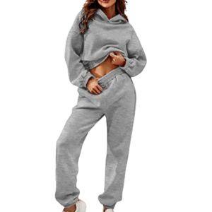 Two Piece Women Casual Winter Fall Sweatsuit Pullover Hoodie Sweatpants Sport Outfits Jogger Set