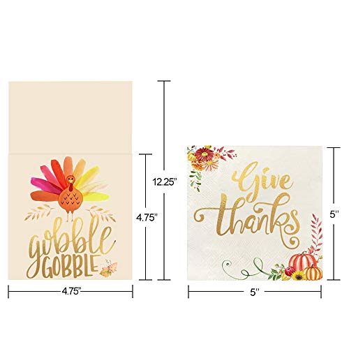 Thanksgiving Napkins – 54 Pack Gold Foil Napkins Paper w Cutlery Holders – Give Thanks Table Decorations for Autumn Fall Harvest Wedding Disposable Centerpiece Decor | The Storepaperoomates Retail Market - Fast Affordable Shopping