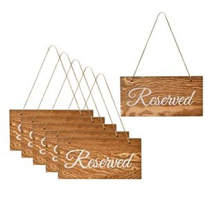 Sparkle Race 6pack Farmhouse Wedding Sign Reserved Signs for Wedding Chairs Hanging Wooden Reserved Seating Signs Rustic Style Wood Table Signs for Special Events Church Pews Chair and Restaurant