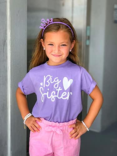 Olive Loves Apple Cursive Big Sister Hearts Sibling Reveal T-Shirt for Baby and Toddler Girls Sibling Outfits Mauve Shirt | The Storepaperoomates Retail Market - Fast Affordable Shopping