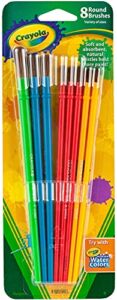 Crayola Kids Paint Brush Set, Painting Supplies, 8 pc Round and Flat Paint Brushes, Assorted Colors & Sizes, Gift for Kids, Ages 4, 5, 6, 7