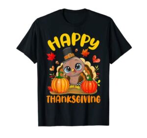 Happy Thanksgiving Shirts For Boys Girls Kids Pilgrim Turkey T-Shirt