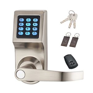 HAIFUAN Digital Door Lock,Unlock with Remote Control, M1 Card, Code and Key,Handle Direction Reversible