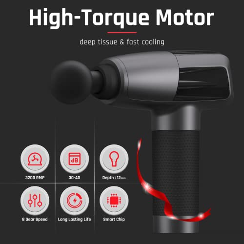 2022 New Massage Gun,Deep Tissue Massager for Athletes,Portable Muscle Massage Gun for Back/Neck/Leg with 6 Interchangeable Heads 8 Speeds(Space Gray)Black Deals 2022 | The Storepaperoomates Retail Market - Fast Affordable Shopping