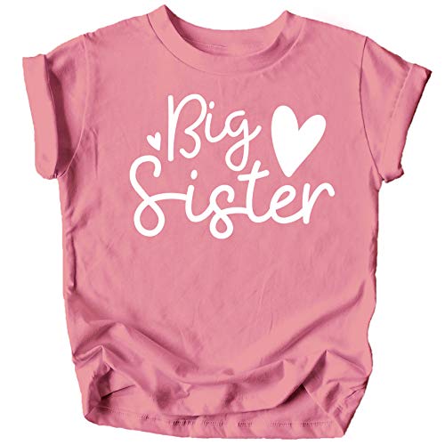 Olive Loves Apple Cursive Big Sister Hearts Sibling Reveal T-Shirt for Baby and Toddler Girls Sibling Outfits Mauve Shirt | The Storepaperoomates Retail Market - Fast Affordable Shopping