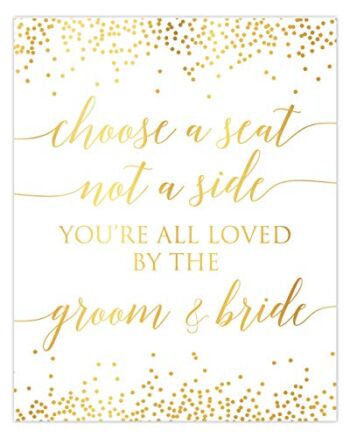 Wedding Choose a Seat not a Side Loved by the Groom and Bride Sign Confetti Design, Polka Dot Signage Decor, Wedding Signs for Ceremony and Reception Poster | The Storepaperoomates Retail Market - Fast Affordable Shopping