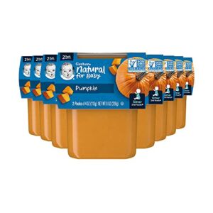 Gerber 2nd Food Baby Food Pumpkin Puree, Natural & Non-GMO, 4 Ounce Tubs, 2-Pack (Pack of 8)