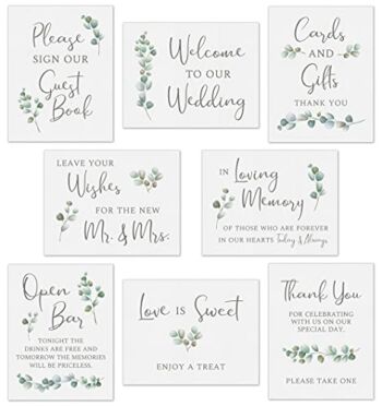 Calendars and More, Inc Wedding Signs, Double Sided Display Horizontal or Vertical, Eucalyptus Design Ultra Thick Canvas Texture Stock, Ceremony & Reception (Eucalyptus Design – 8 Pack) | The Storepaperoomates Retail Market - Fast Affordable Shopping