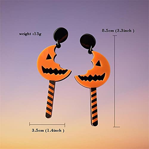 Halloween Theme Earrings Acrylic Pumpkin Ghost Skull Bat Dangle Earrings Nightclub Dangling Exaggeration for Halloween Costume Party Accessories-smile | The Storepaperoomates Retail Market - Fast Affordable Shopping
