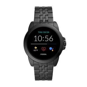 Fossil 44mm Gen 5E Stainless Steel Touchscreen Smart Watch with Heart Rate, Color: Black (Model: FTW4056)