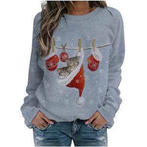 Womens Sweaters Fall 2022 Merry Christmas Shirts Loose Long Sleeve Cute Pullover Tops Crewneck Xmas Gnome Tee Shirt