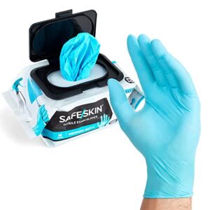 SAFESKIN Nitrile Disposable Gloves in POP-N-GO Pack, Medium Duty, Large Size, Powder-Free – For Food Handling, First Aid, Cleaning, Gardening, Crafting – Exam Gloves, 200-Count