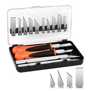 18pc Precision Utility Craft Knife Set – Premium Hobby Knife Cutting Tool with Sharp Blades for Architectural Models, Carving Pumpkins / Stencils, Paper / Leather/vinyl Crafts, Miniatures by Bovulo