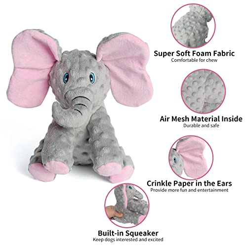 DODODOLA Stuffed Dog Toys Durable Plush Dog Toy with Crinkle Paper Cute Elephant Squeaky Dog Toys Dog Chew Toys for Medium Large Breed | The Storepaperoomates Retail Market - Fast Affordable Shopping