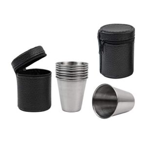 AUEAR, Stainless Steel Shot Glass Espresso Shot Cups Barware Drinking Vessel for Bar Home Restaurant (2.3 Ounce/70 ml, 2 Sets)