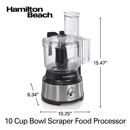 Hamilton Beach Food Processor & Vegetable Chopper for Slicing, Shredding, Mincing, and Puree, 10 Cups – Bowl Scraper, Stainless Steel | The Storepaperoomates Retail Market - Fast Affordable Shopping