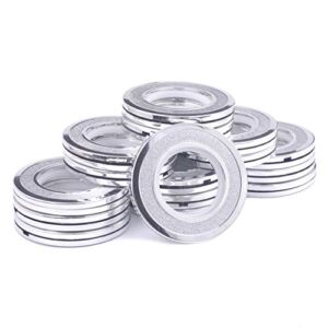 Ailejia 50 Pack Curtain Grommets 1-9/16-Inch Inner Diameter Buttonhole Silencer Sliding Ring ABS Plastic 50 Sets Eyelets Grommet Rings for Curtains (Bright Silver)