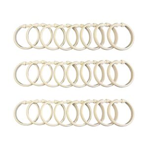 Soukoshi 24PCS Plastic Round Rings for Curtain Shower Rod Hooks Unbreakable Curtain Rings 2 inch Diameter Bathroom Rings for Shower Curtain Rod Hooks for Drapes Glide Easily(Beige)