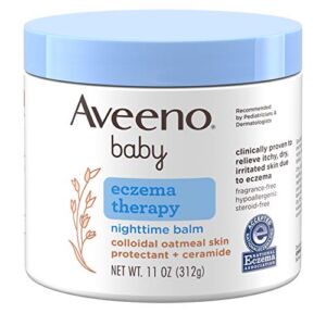 Aveeno Baby Eczema Therapy Nighttime Moisturizing Body Balm, Colloidal Oatmeal & Ceramide, Soothes & Relieves Dry, Itchy Skin from Eczema, Hypoallergenic, Fragrance- & Steroid-Free, 11 oz