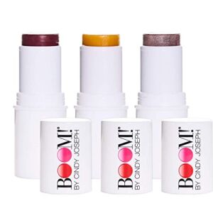 BOOM! by Cindy Joseph Cosmetics Boomstick Trio – 3 Pack Boom Makeup Sticks for Older Women & Mature Skin – Blush Stick, Highlighter Stick & Moisturizer