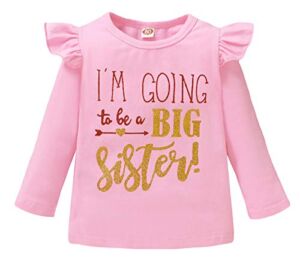 Toddler Baby Girls Romper I’m Going to Be Big Sister T-Shirt Infant Shirt Top (3-4T, Pink I’m Going to Be Big Sister Long Sleeves)