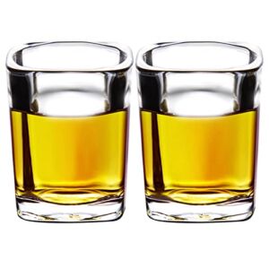PARACITY Shot Glasses Set of 2, Cool Shot Glasses with Heavy Base, Liquid Small Shot Glasses for Espresso Coffee Whiskey Vodka, Gift for Men, 2oz/60ml