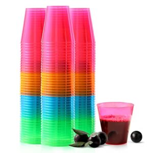 250 Pack Shot Glasses, 2oz Disposable Clear Hard Plastic Cups(Multicolor),jello cups for party,iridescent party supplies