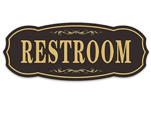 Restroom Washroom Toilet Sign, WC Sign for Home Business Office Door Wall, 8 x 3.2 x 0.12 Inches Acrylic with Strong Self-Adhesive Tape for Easy Installation, 1 Pack