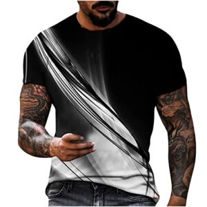 Men 3D Print T-Shirts, Mens Summer Comfy Daily Tops Short Sleeve Round Neck Tees Casual Cool Athletic Tshirt Gray