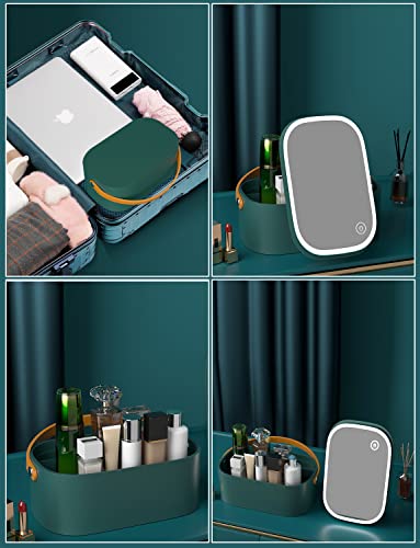 Makeup Case with Mirror and Light, CielClair Portable Makeup Organizer with Adjustable LED Lights & Mirror Lid, Cosmetic Organizer Storage with Handle for Bedroom Camping Business Travel, Dark Green | The Storepaperoomates Retail Market - Fast Affordable Shopping