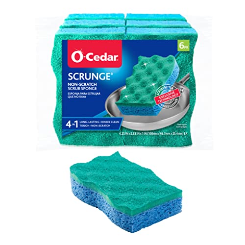 O-Cedar Scrunge Multi-Use (Pack of 6) Non-Scratch, Odor-Resistant All-Purpose Scrubbing Sponge Safely Cleans All Hard Surfaces in Kitchen and Bathroom, 6 Count (Pack of 1), Blue | The Storepaperoomates Retail Market - Fast Affordable Shopping