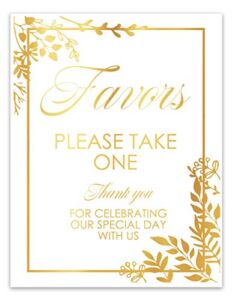 Wedding Favor Sign Please Take One, Choose Your Foil Color and Unframed Print Size, Greenery Design Signage Party Favor Sign Wedding for any Event or For Wedding Reception Poster