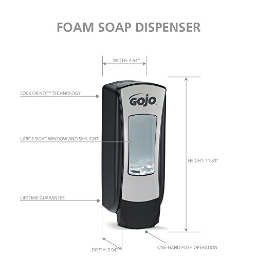 GOJO ADX-12 Push-Style Foam Soap Dispenser, Chrome/Black, for 1250 mL GOJO ADX-12 Soap Refills (Pack of 1) – 8888-06 | The Storepaperoomates Retail Market - Fast Affordable Shopping