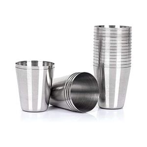 Set of 15pcs Stainless Steel Shot Glasses Drinking Vessel – 30 ml (1oz) Outdoor Camping Travel Coffee Tea Cup, Silver Cup – Unbreakable Metal Shooters for Whiskey Tequila Liquor Great Barware Gift