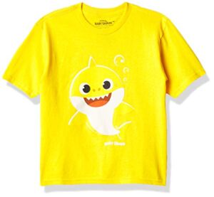 Nickelodeon baby boys Shark Big Face Toddler Short Sleeve T-shirt T Shirt, Yellow, 5 US