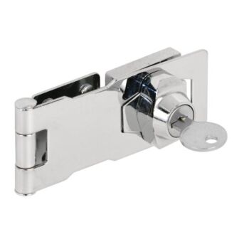 Prime-Line U 9951 Keyed Hasp Lock – Twist Knob Keyed Locking Hasp for Small Doors, Cabinets and More, 4” x 1-5/8”, Steel, Chrome Plated | The Storepaperoomates Retail Market - Fast Affordable Shopping