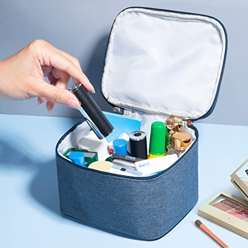 Travel Makeup Bag Portable Small Mini Cosmetic Organizer Storage Case with Handle for Jewelry, Lipstick, Cosmetic Box (Blue) | The Storepaperoomates Retail Market - Fast Affordable Shopping