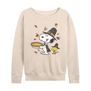 Peanuts – Thanksgiving Scene – Women’s Lightweight French Terry Pullover – Size X-Large